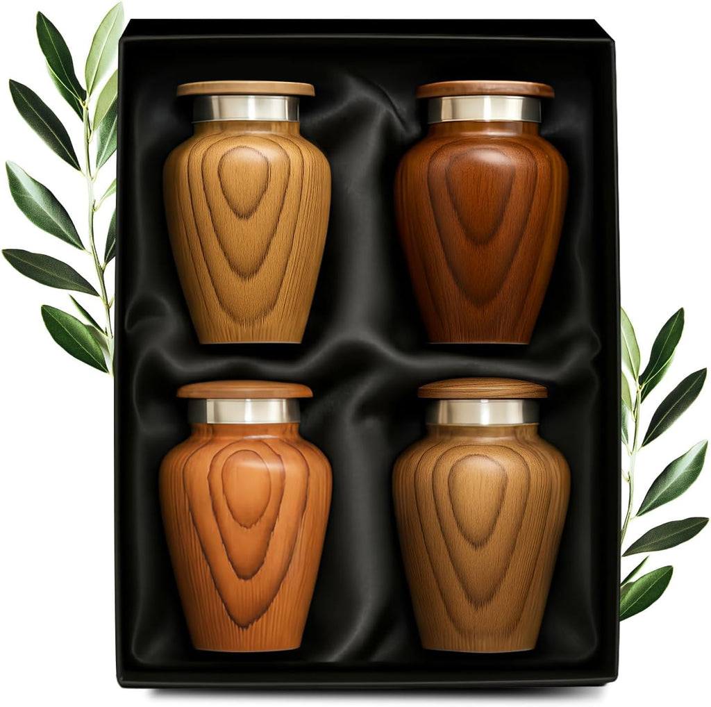 Metallic Wooden Print Small Urns for Human Ashes Keepsake - Mini Urn for Ashes Adult Male & Female - Keepsake Urns