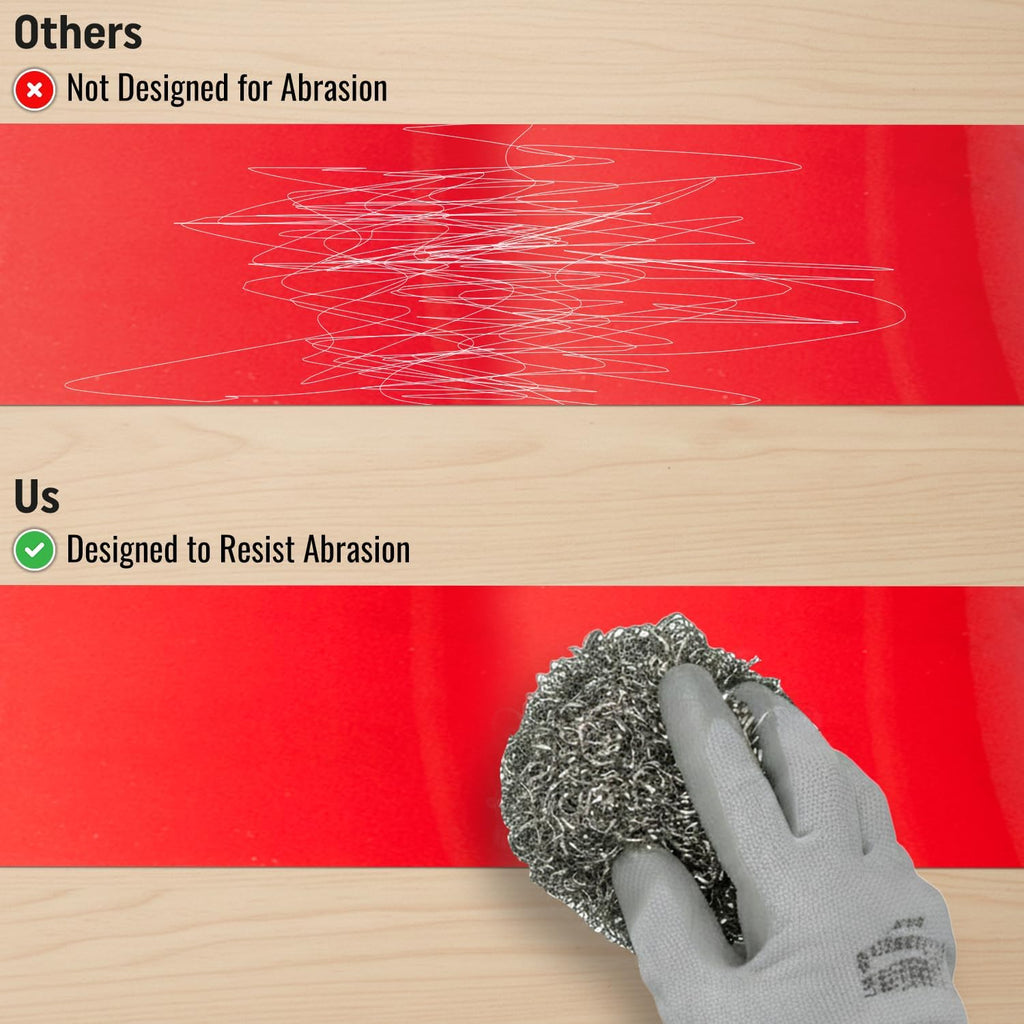 Red Floor Marking Tape, 3" Wide x 100' Long Roll, Durable Polyester, Laminated Protection - Non-Abrasive, Adhesive