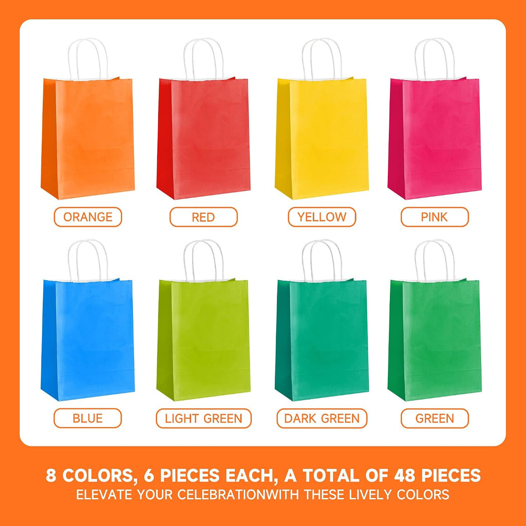 48Pcs Small Paper Gift Bags with Handles,5.8x3.2x8.25 Inch