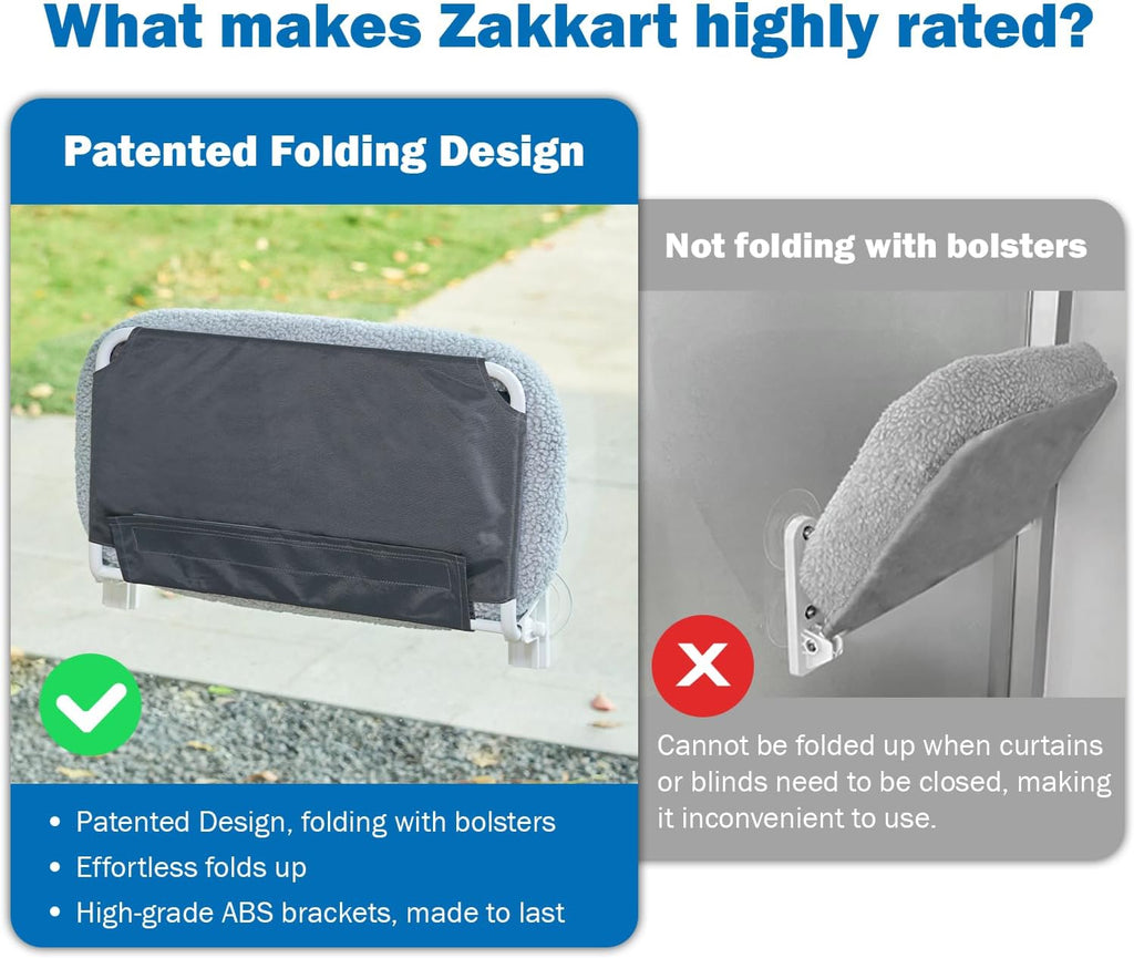 Foldable Cat Hammock for Window - Cordless, Embeded Machine Washable Bed, Robust Metal Frame - Cat Window Perch for