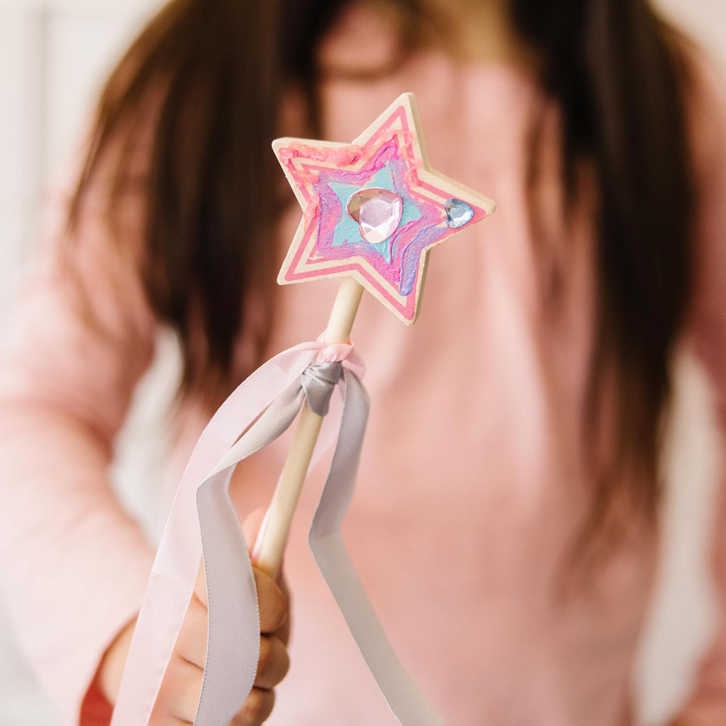 Created By Me! Paint & Decorate Your Own Wooden Princess Wand Craft Kit, Pink Princess Crafts Great for Rainy Days