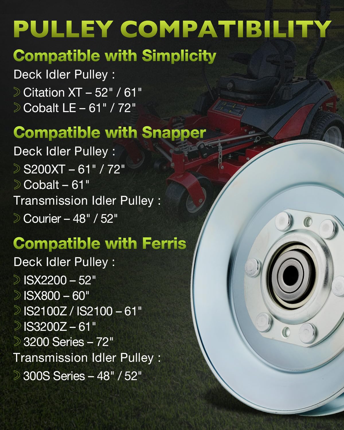 84004874 Idler Pulley fits Ferris, Snapper, Simplicity Mowers