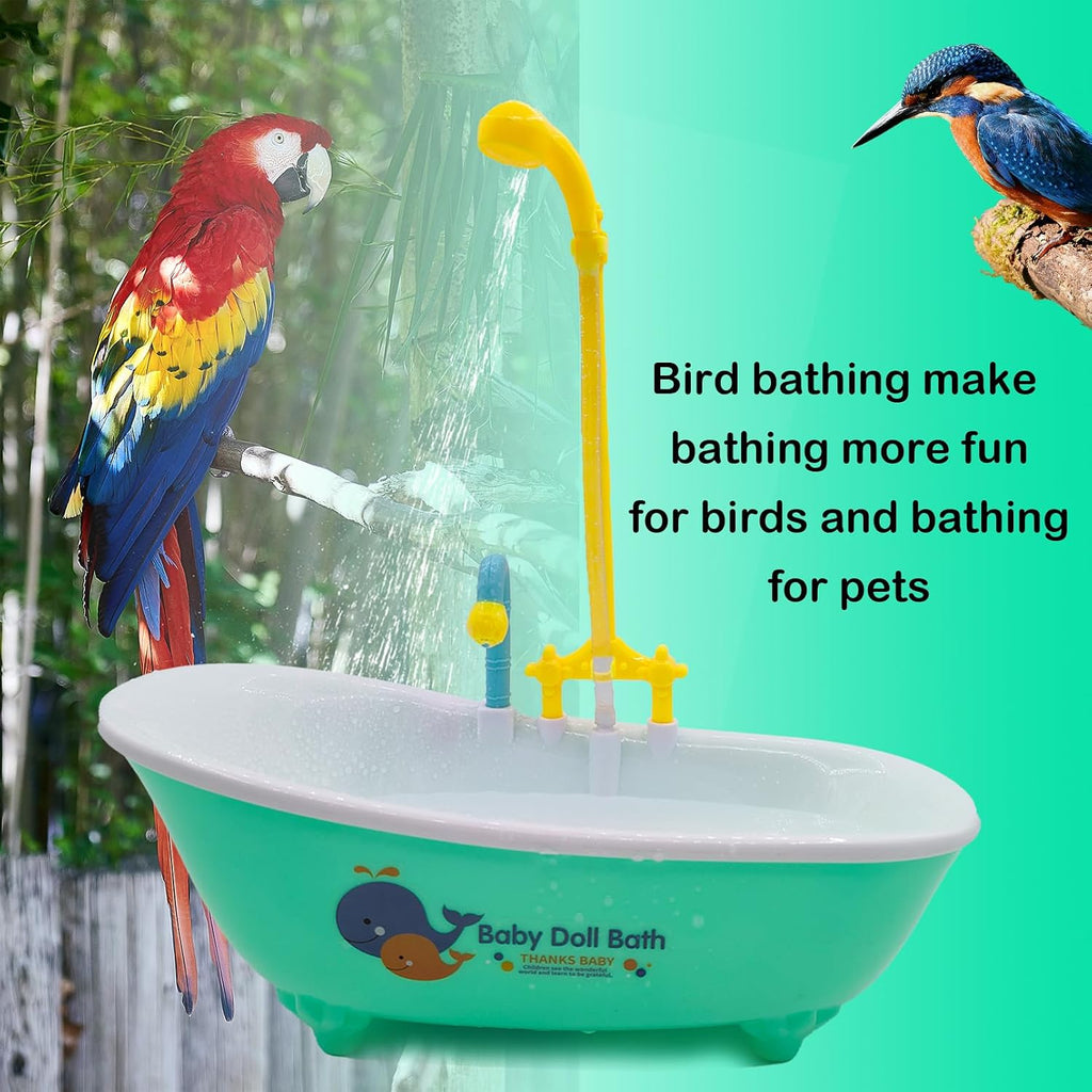 Parrot Automatic Bathtub with Shower, Cute Durable Bird Bath Shower Tub Birds Bath Fountain for Small Medium Parrots
