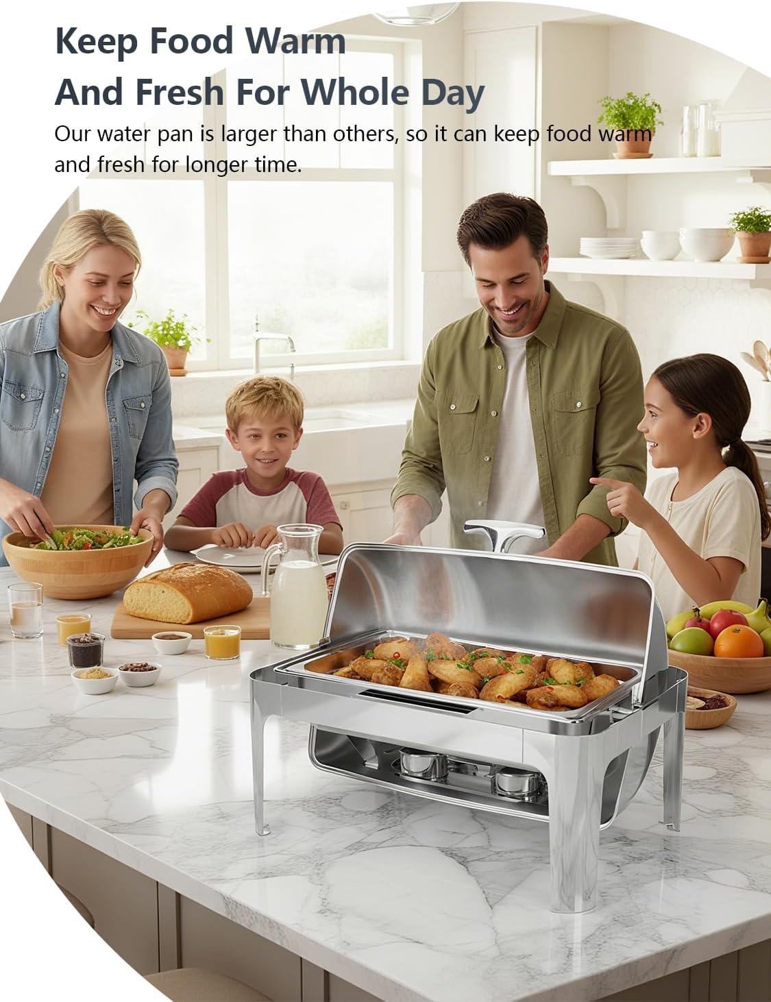 13QT Roll Top Chafing Dishes for Buffet: Stainless steel Chafing Dish Set