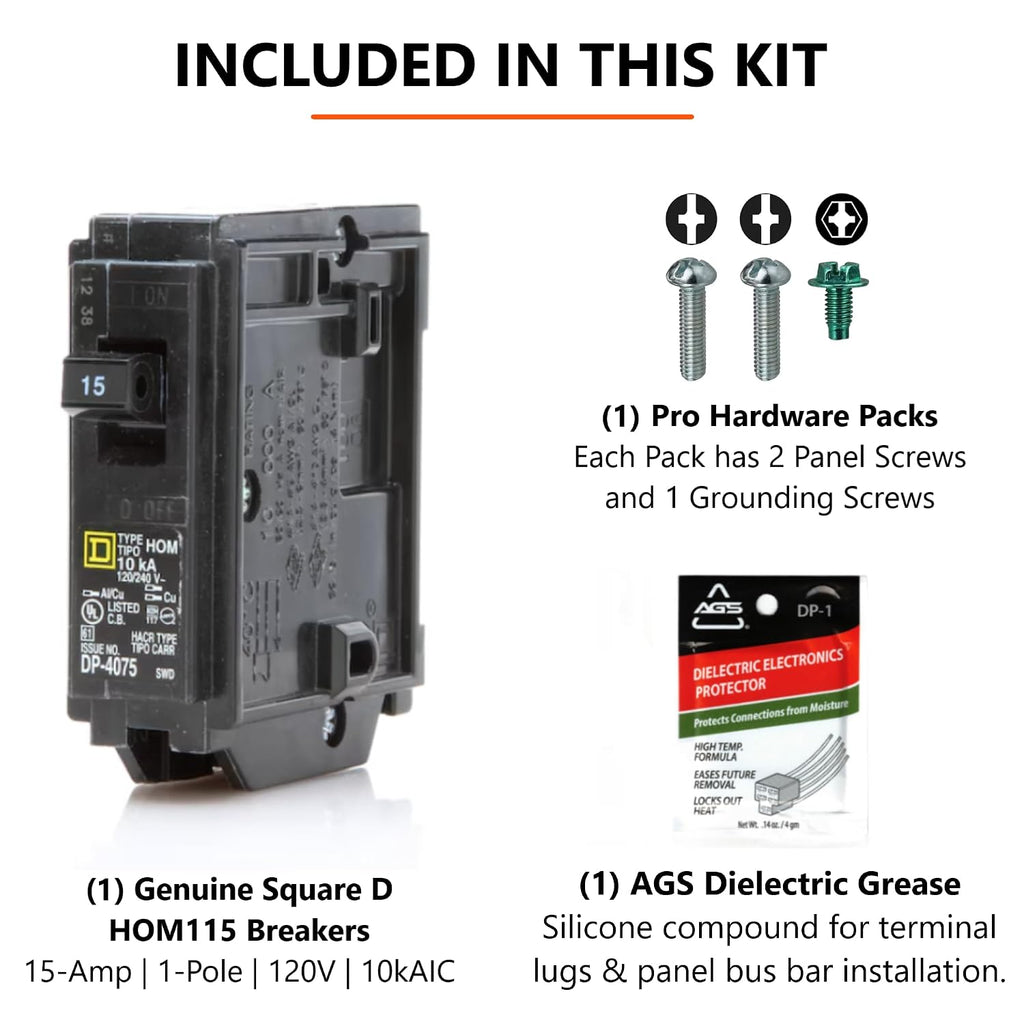 Genuine Square D HOM115 15 Amp Single Pole Circuit Breaker Kit