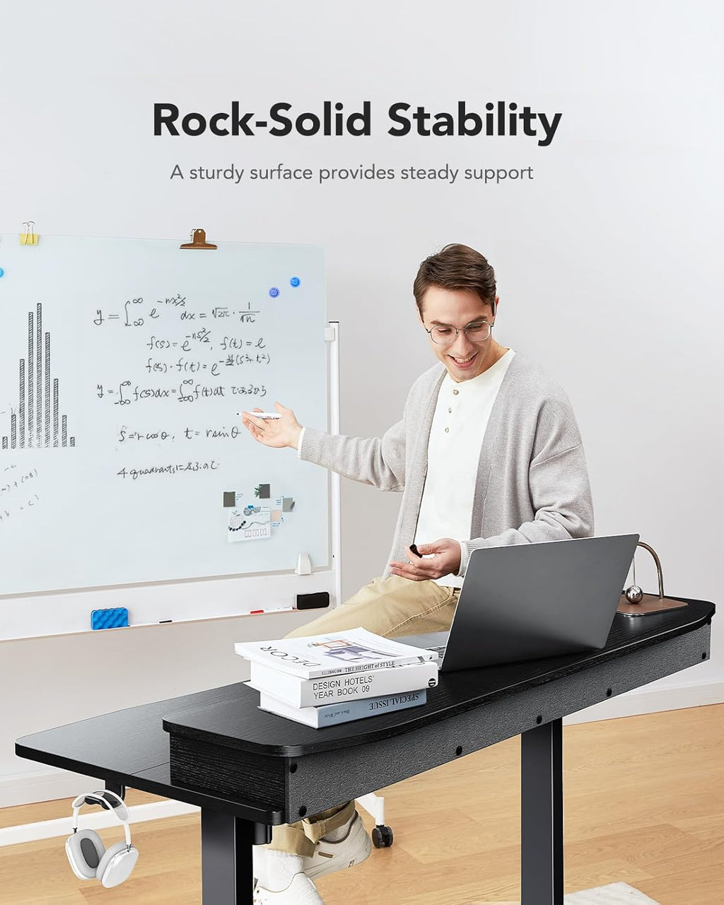 48″ x 24″ Electric Standing Desk with 2 Drawers, C-Clamp Mount Compatible, Height Adjustable Computer Desk, Home