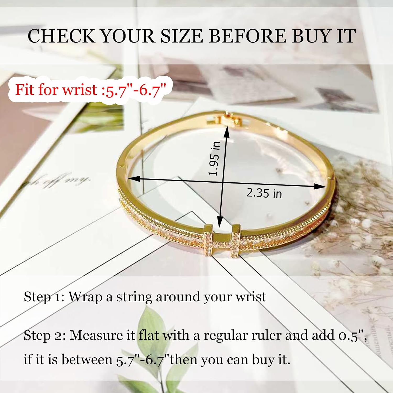 Gold Bracelets for Women, 18K Gold Plated Women H Bracelet, Dainty Non-Tarnish Silver Bangle Bracelet Stack Love
