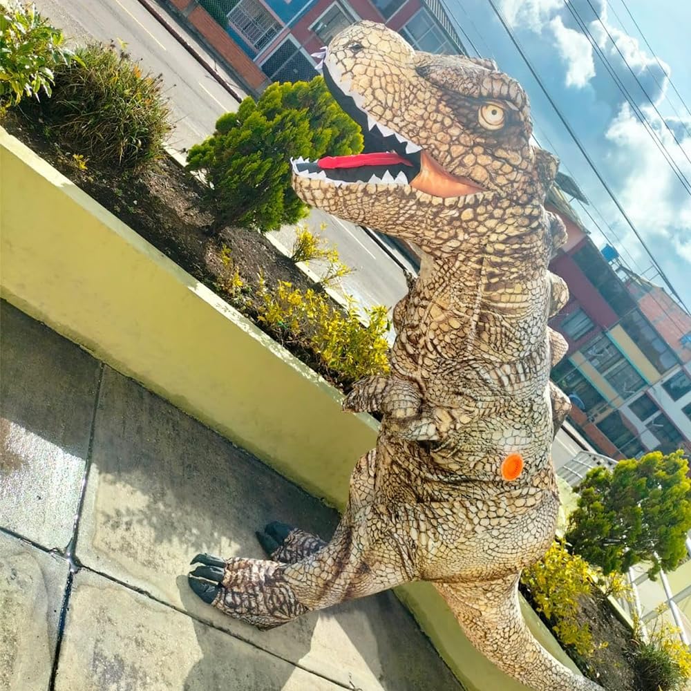 Dinosaur Costume Adult Inflatable Raptor Onesies Blow Up T-rex Dino Full Body Funny Halloween Costume for Men Women