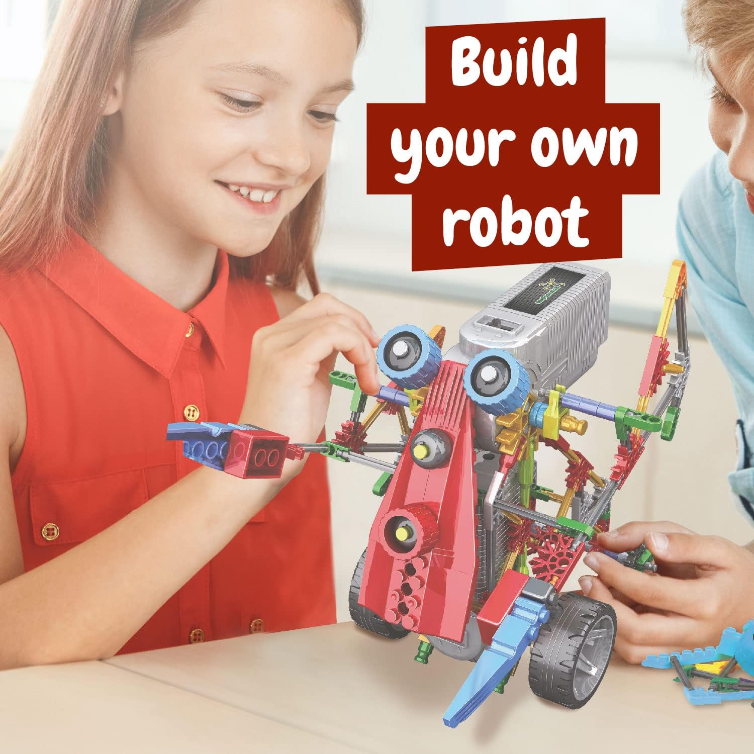 Robotics Alfabot - Robot Building Kit for Kids, 238 Pieces - Build Your Own Robots and Make Them Move - 3 Different