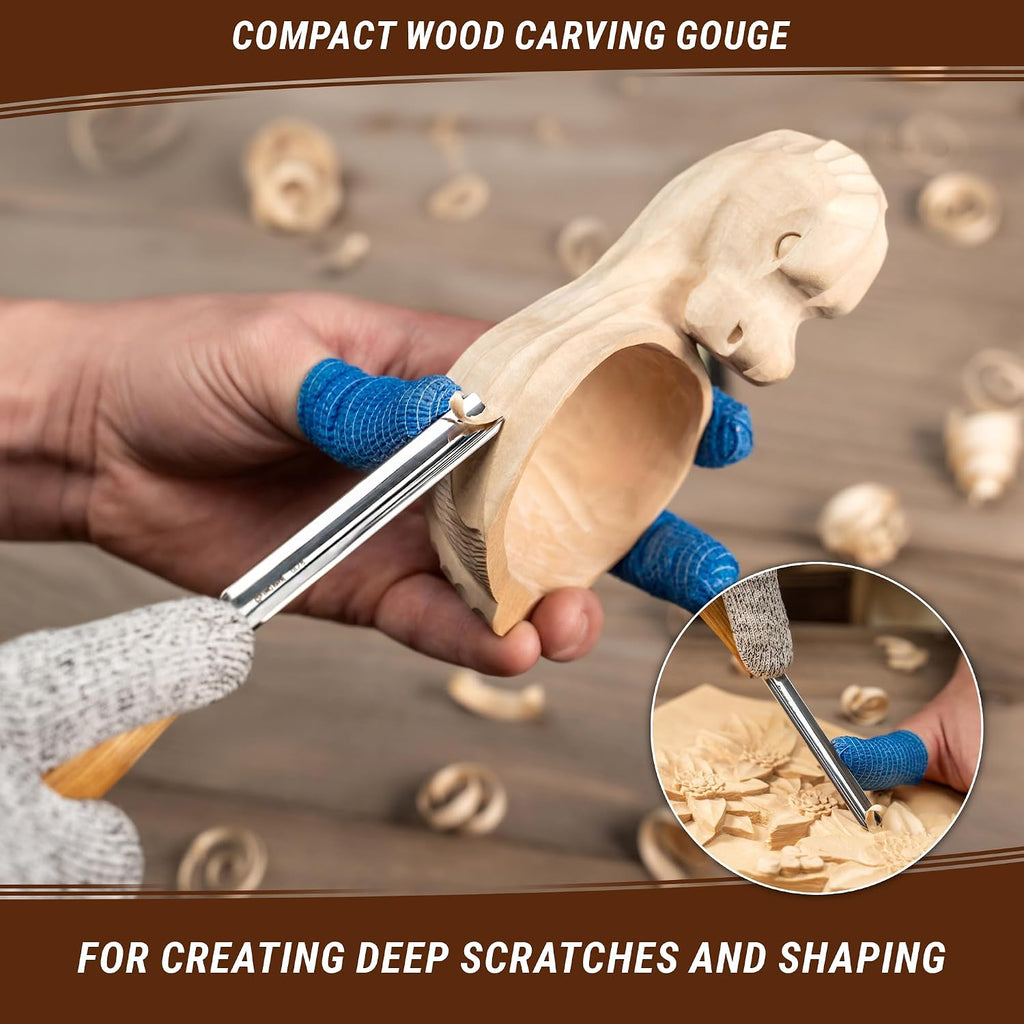 Wood Carving Gouge K9/10 Woodworking Hand Chisel Compact Wood Carving Knife for Beginners and Profi