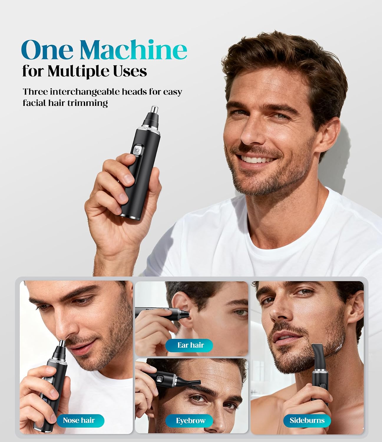 Nose Hair Trimmer for Men and Women, Type-C Rechargeable Precision Groomer with Double-Edged Blades, Painless & IPX7