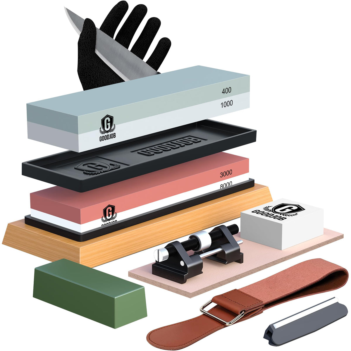 Complete Knife Sharpening Stone Kit, Double-Sided Grit400/1000 & 3000/8000