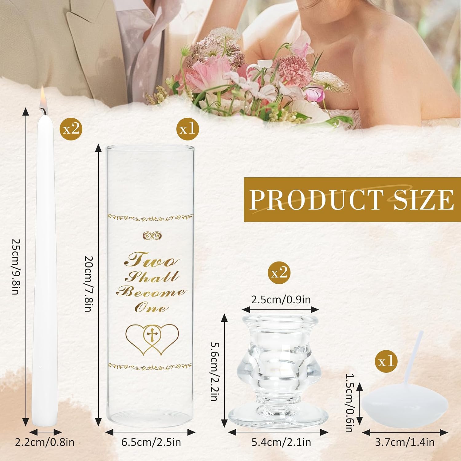 Unity Candles with Glass Holder for Wedding Ceremony - Unity Candles for Wedding, Religious Ceremony Ideas Marriage