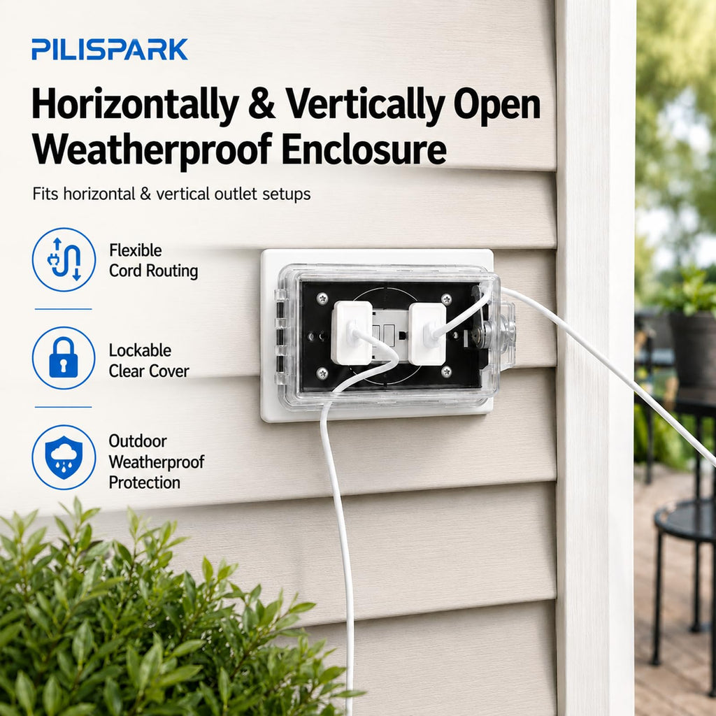 PILISPARK Weatherproof Outlet Cover Box with Lock, Horizontal or Vertical