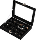 24 Grid Jewelry Tray,Velvet Stud Earring Organizer,Small Jewelry Organizer with Clear Lid,Lockable Earring Holder
