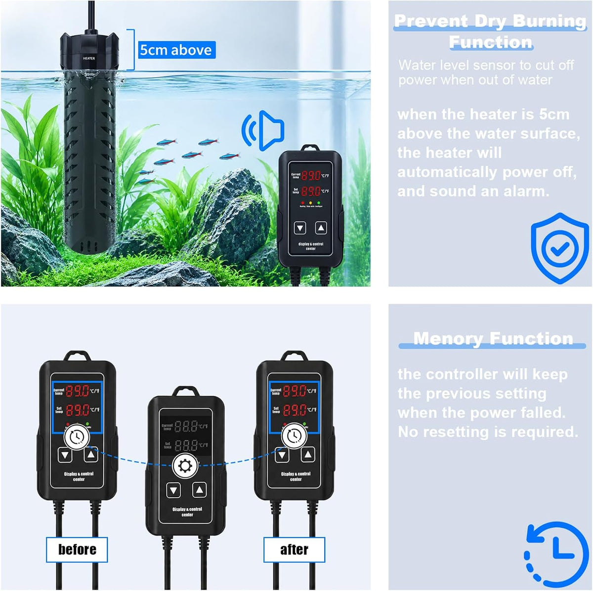 300W Aquarium Heater, Fish Tank Heater, Submersible Heater For Fish Tank
