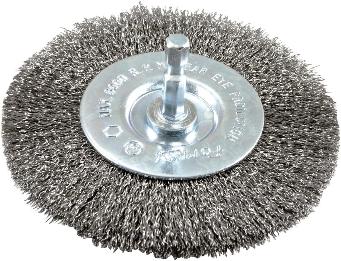 Forney 72740 Fine Crimped Wire Wheel Brush, 4" with 1/4" Hex Shank