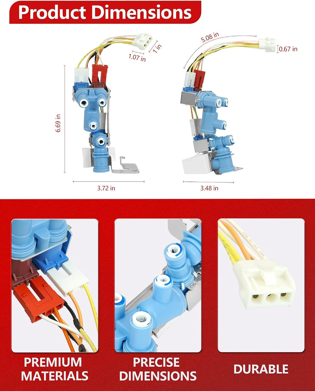 GNE25JYKBFFS GNE25JYKFFFS Refrigerator Water Inlet Valve Fit for GE GSS25GYPGCFS GWE19JYLBFFS GWE19JYLEFFS GWE19JYLFFFS GNE25JMKBFES GNE25JSKBFSS GNE25JYKHFFS GNE27JSMAFSS GNE27JYMNFFS GSE25GYPFCFS