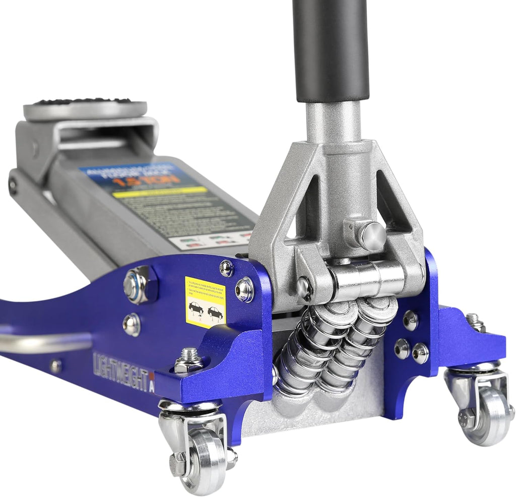 Floor Jack 1.5 Ton Hydraulic Low Profile Aluminum and Steel Car Jack, Lightweight Service Jack with Quick Lift Dual