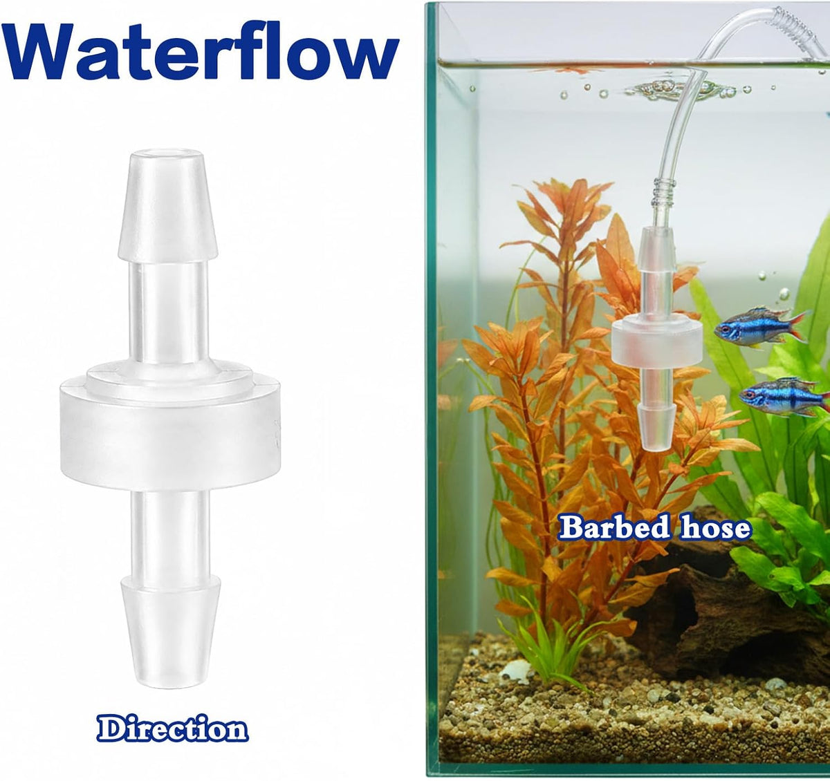 Yuanchu 10 Pcs 1/4 Inch Plastic Check Valve, One Way Inline Barb Non Return