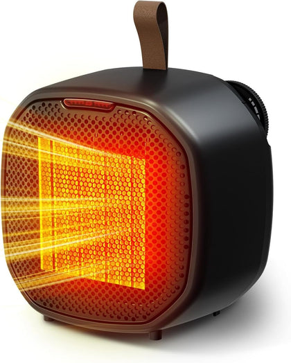 Portable Ceramic Space Heater w/Thermostat, 1500W Indoor Electric Space Heater Fan with Overheat and Tip-Over