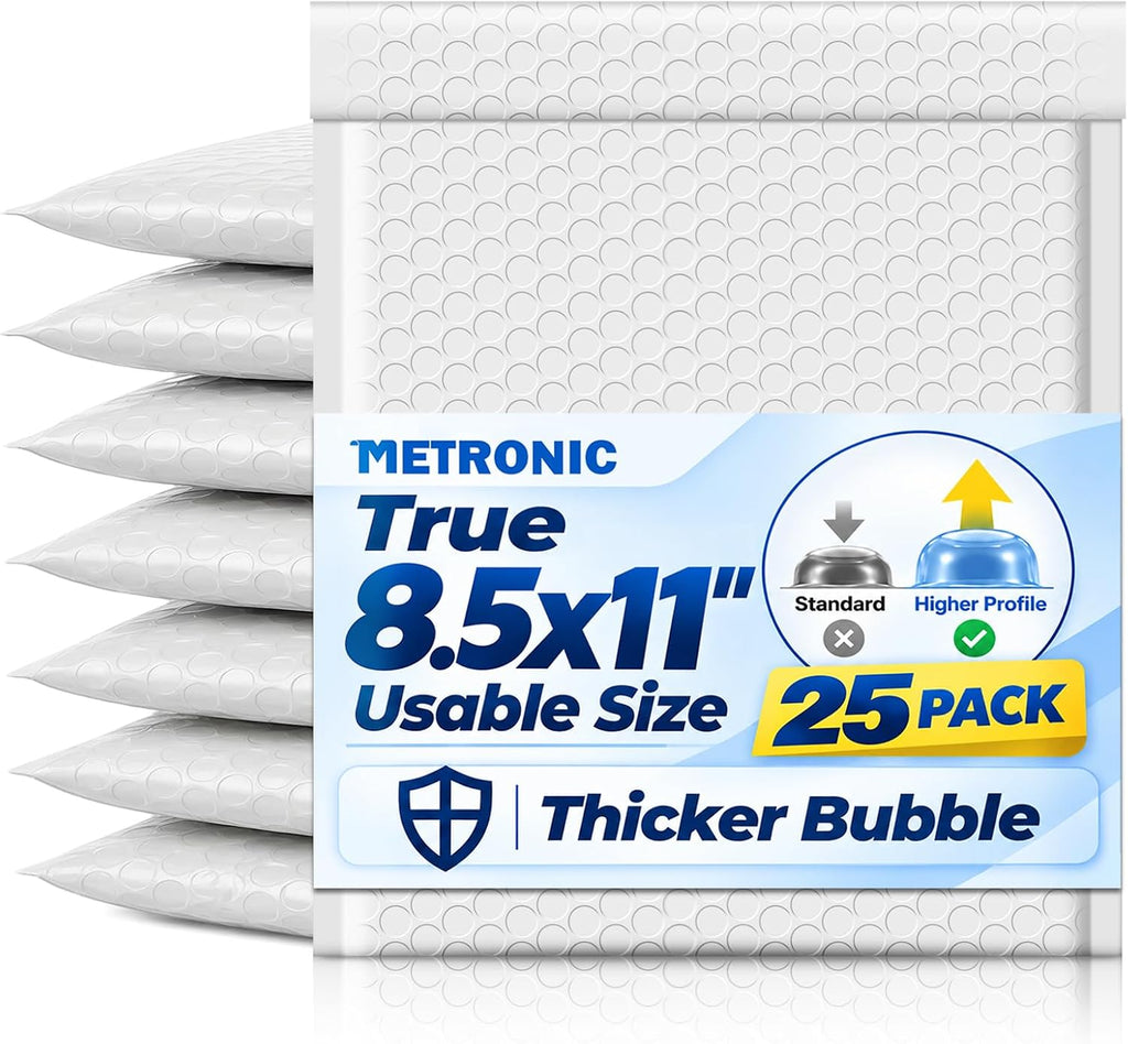 Bubble Mailers True 8.5x11" Usable Size Padded Envelopes 25 Pack