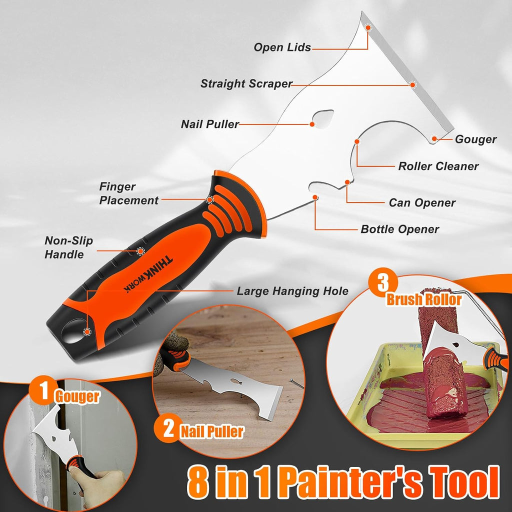 Drywall Knife Set, 10Pcs Drywall Tools Kit | Putty & Taping Knives, Painter Scraper, 14" Drywall Mud Pan and Scoop