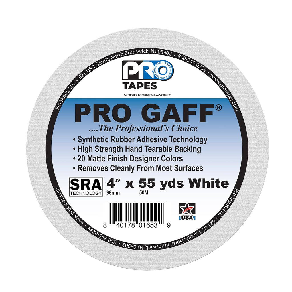 4" Width ProTapes Pro Gaff Premium Matte Cloth Gaffer's Tape With Rubber Adhesive, 11 mils Thick, 55 yds Length