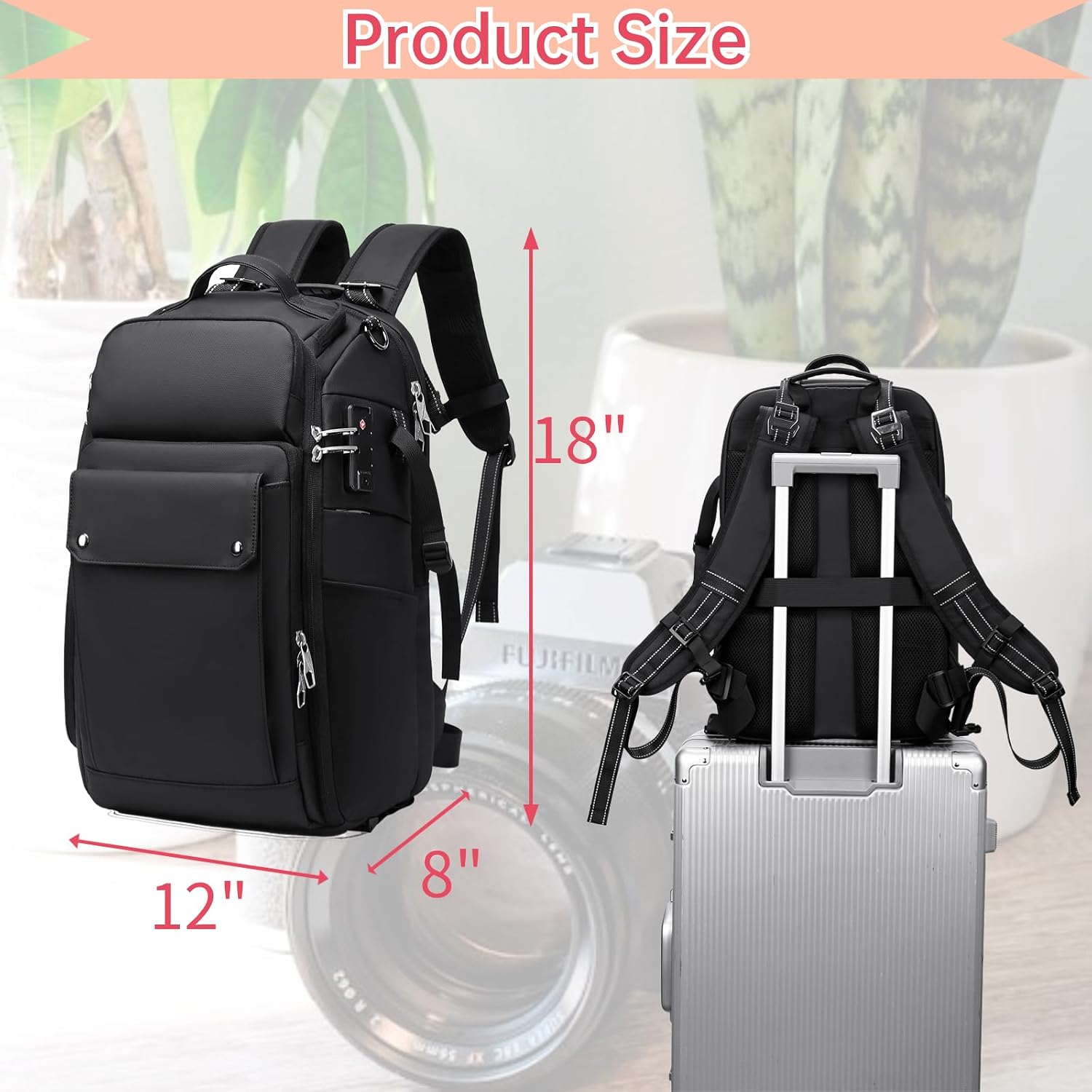 Camera Backpack Large, Waterproof Camera Bag for Mirrorless and DSLR with TSA Lock,Quick Access,17-Inch Laptop
