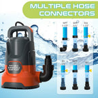 PANRANO 1.5HP Submersible Water Draining Sump Pump, 6360GPH High Flow