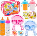15 PCS Baby Doll Accessories Magic Bottle Set,Pretend Play Feeding Toys,Doll Feeding Set with Package for