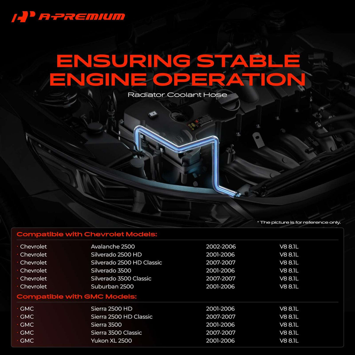 A-Premium Upper Engine Radiator Coolant Hose Compatible with Chevrolet, GMC