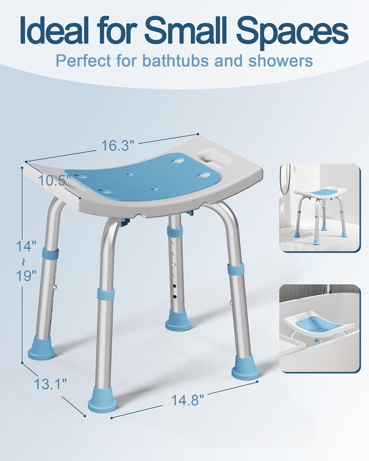Shower Chair for Inside Shower, 400 lbs Adjustable Shower Stool with Suction Feet, Shower Seat for Inside Tub