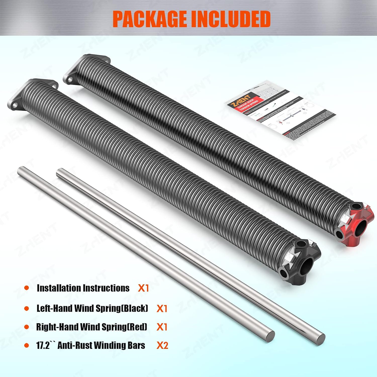 Garage Door Torsion Springs 2" Pair, 0.207X2"X22",Replacement Kit