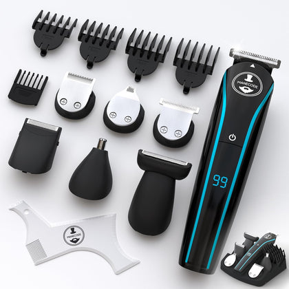 Beard & Hair Trimmer for Men – Self-Sharp Blades USB-C, Waterproof, LED Display Multi-Grooming Kit