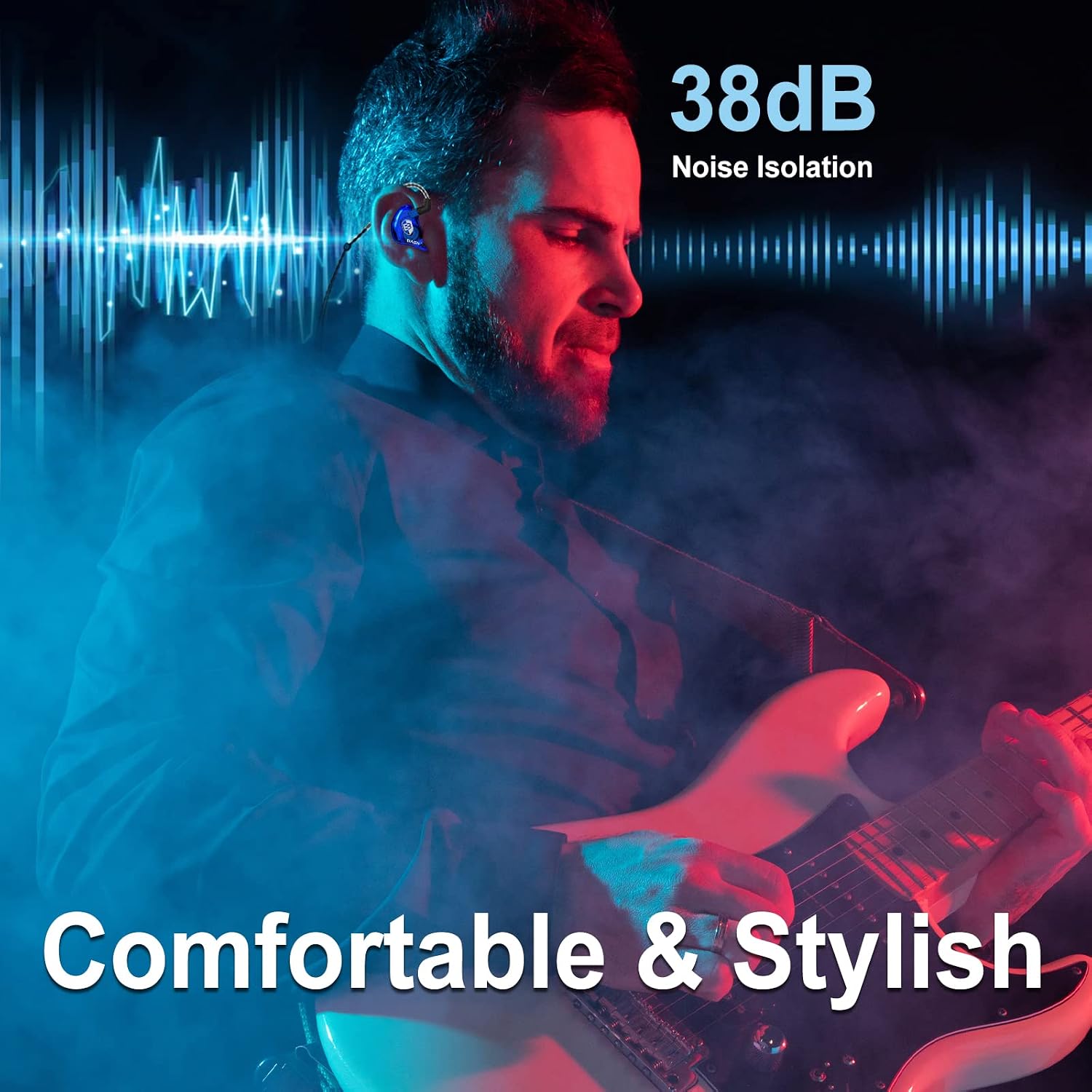 Bsinger Pro in Ear Monitor Headphones,Dual-Driver IEM Earbuds (Blue) | Secure Fit IEM with Portable Case for Beginner