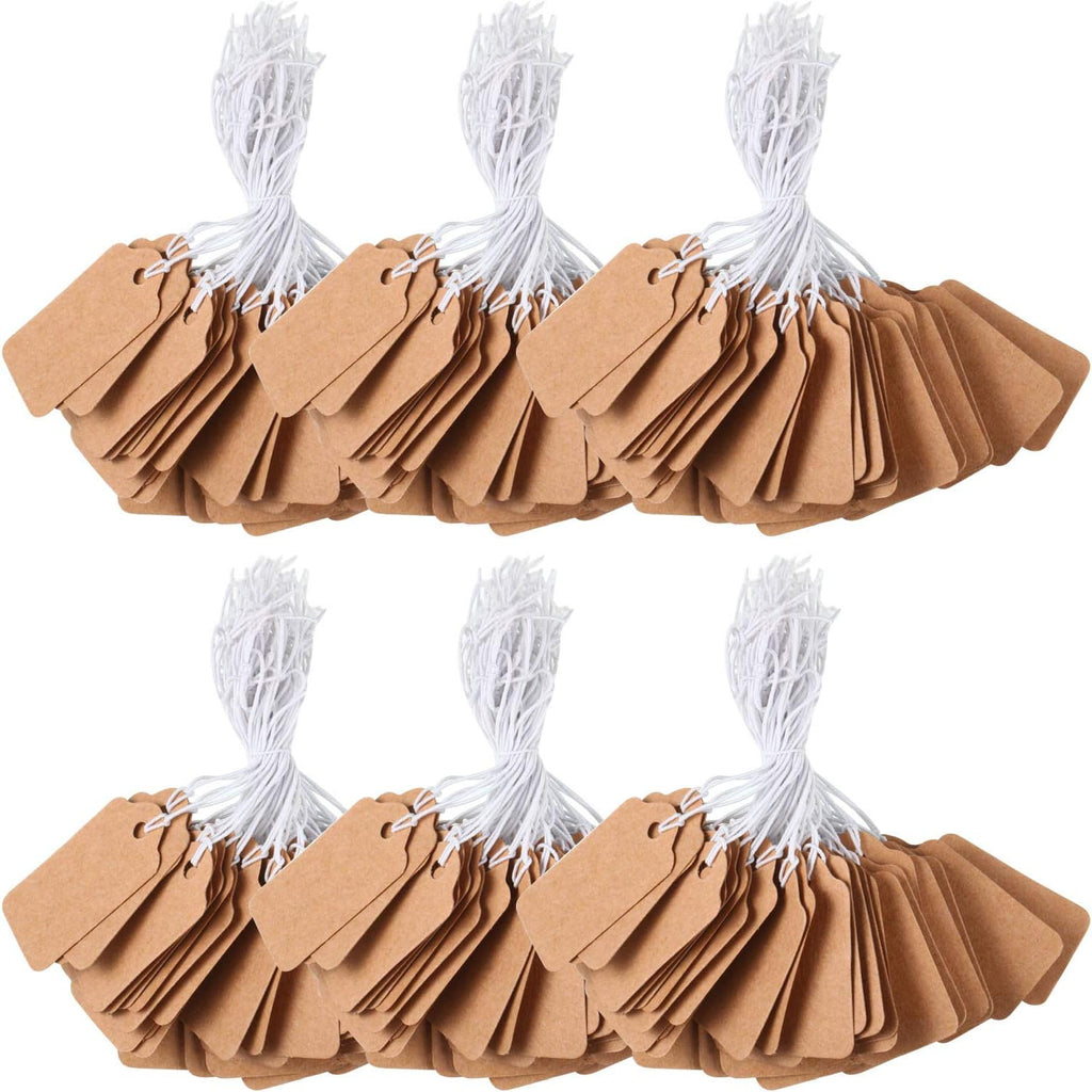 300 pcs Kraft Price Tags with Elastic String 1.38 x 0.71 Inch