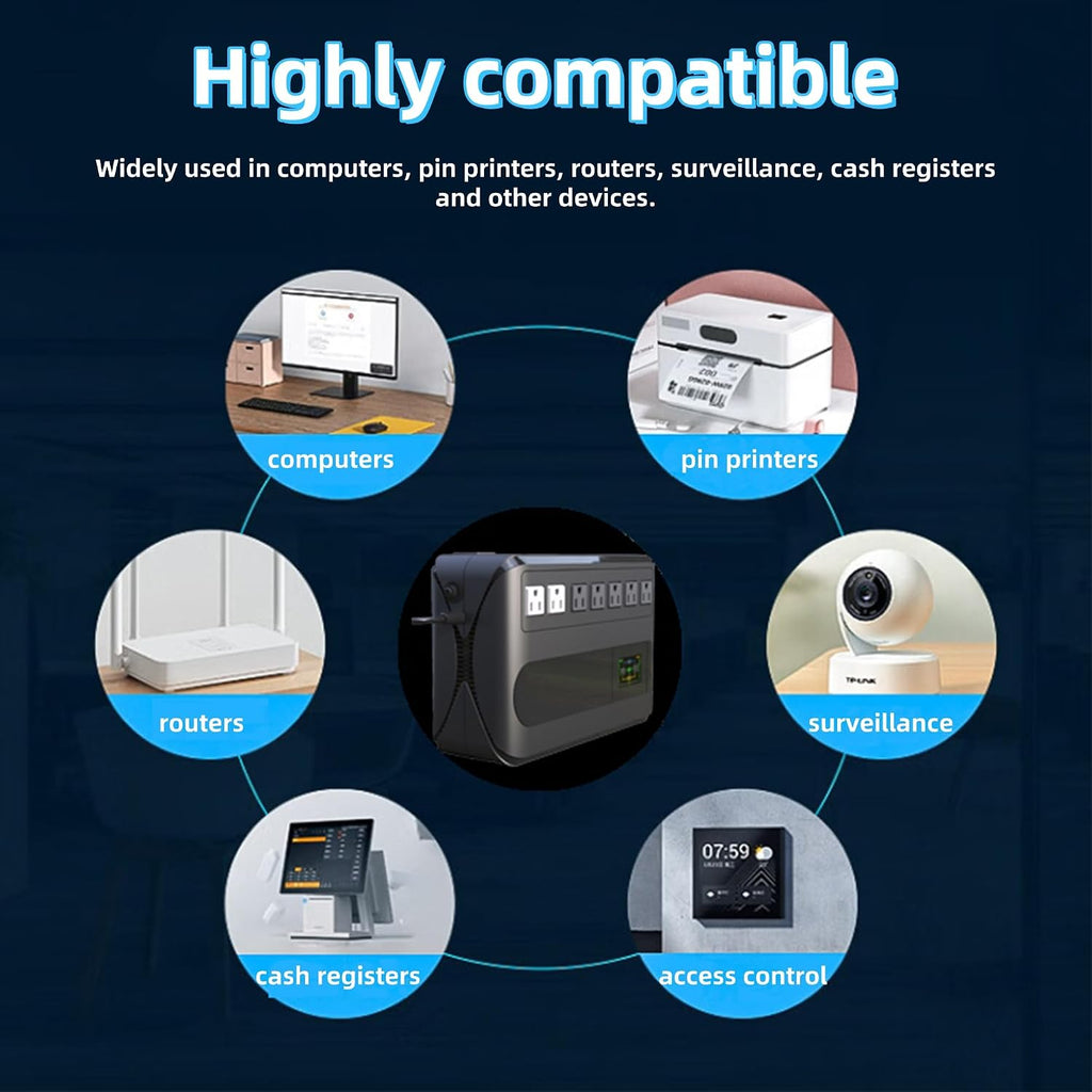 1000VA 500W Offline UPS LCD Battery Backup and Surge Protector for Computer | Gitroso GF1000 Offline Uninterruptible