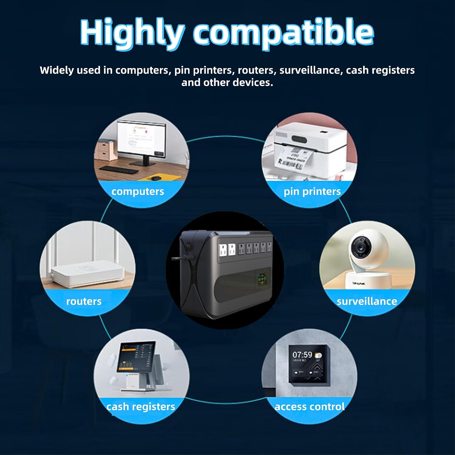 1000VA 500W Offline UPS LCD Battery Backup and Surge Protector for Computer | Gitroso GF1000 Offline Uninterruptible