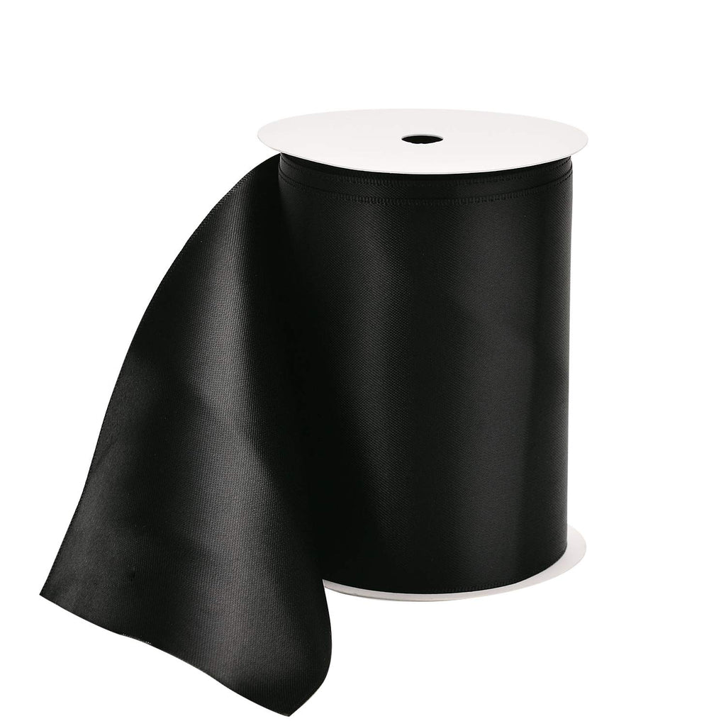 Black Double Faced Satin Ribbon 4 Inch Continuous 5 Yards