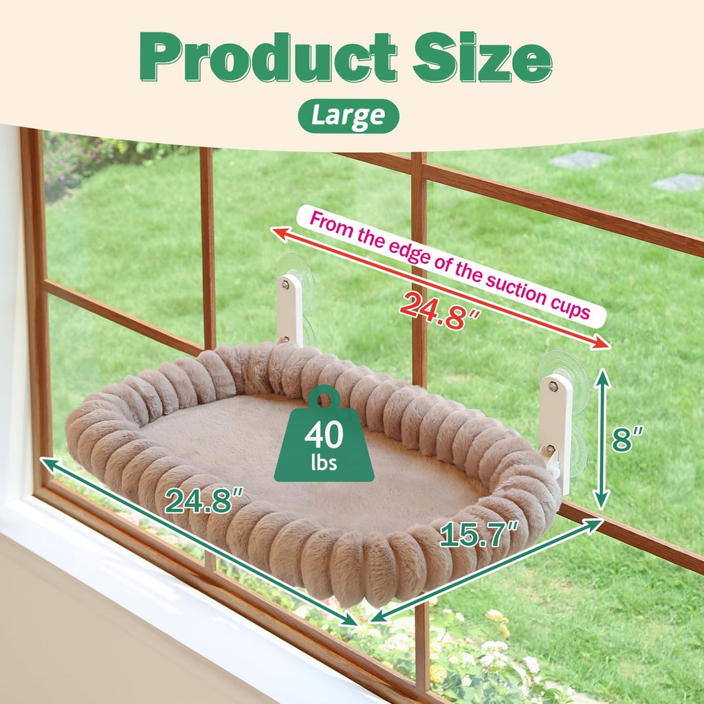 SnugCloud Foldable Cat Window Perch (Brown, L)