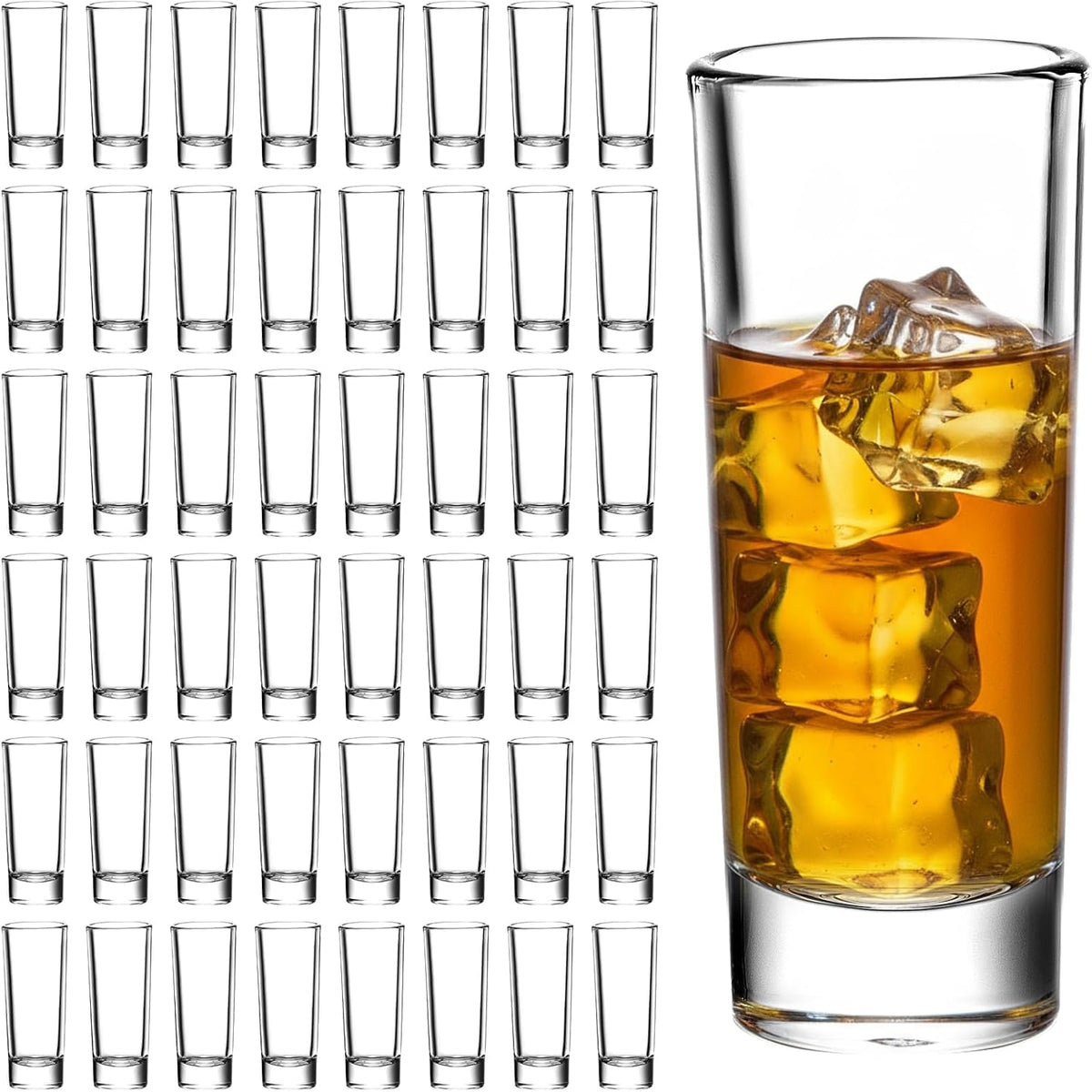 48-Pack 2oz Tall Heavy base Shot Glasses Bulk, for Bar and Party