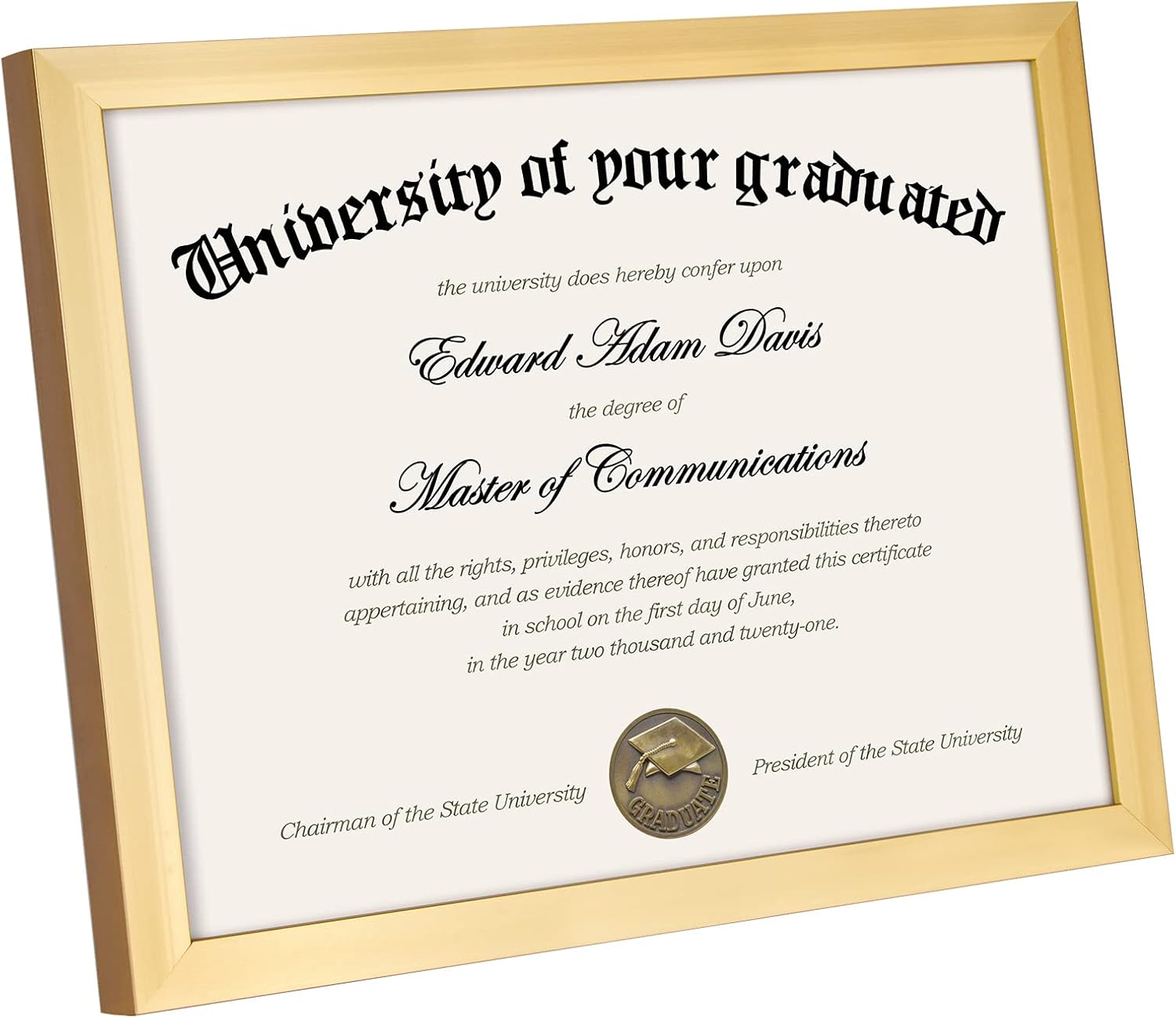 Certificate Frame, 8.5 by 11 Glass Diploma Frames, 5 Pack, Gold | Displays 8.5x11 Document and Degree, Graduation