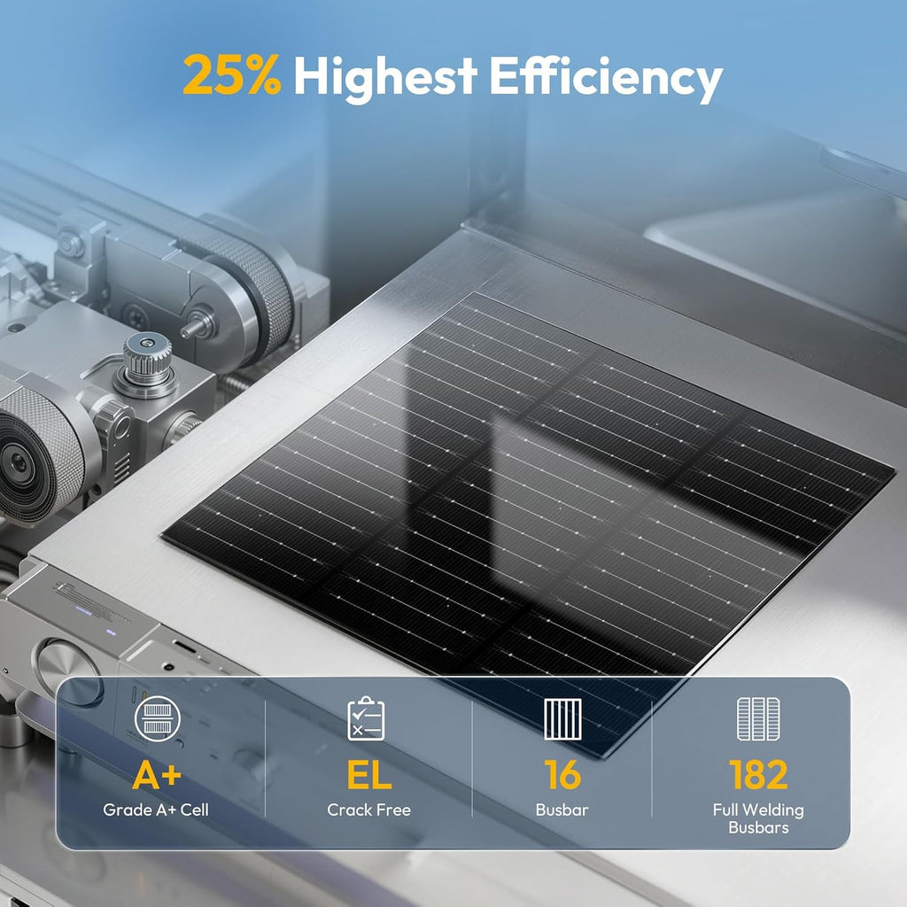 Bifacial 200 Watt Solar Panel, 16BB N-Type 200W 12V 25% High Efficiency 200W Solar Panels, Monocrystalline Solar