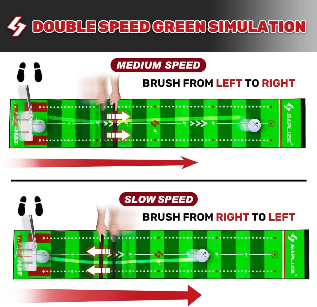 Golf Putting Mat, Visible Trajectory Tracing, Multiple Training Modes, with Putting Alignment Mirror and Adjustable