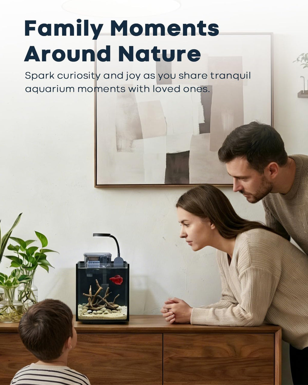 1.25 Gallon Fish Tank Small Glass Aquarium Kit Starter Set Dark Background