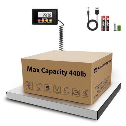 Digital Postal Scale 440lb x 10g Accuracy Shipping Scale | Stainless Steel Platforms,Heavy Duty Scale with