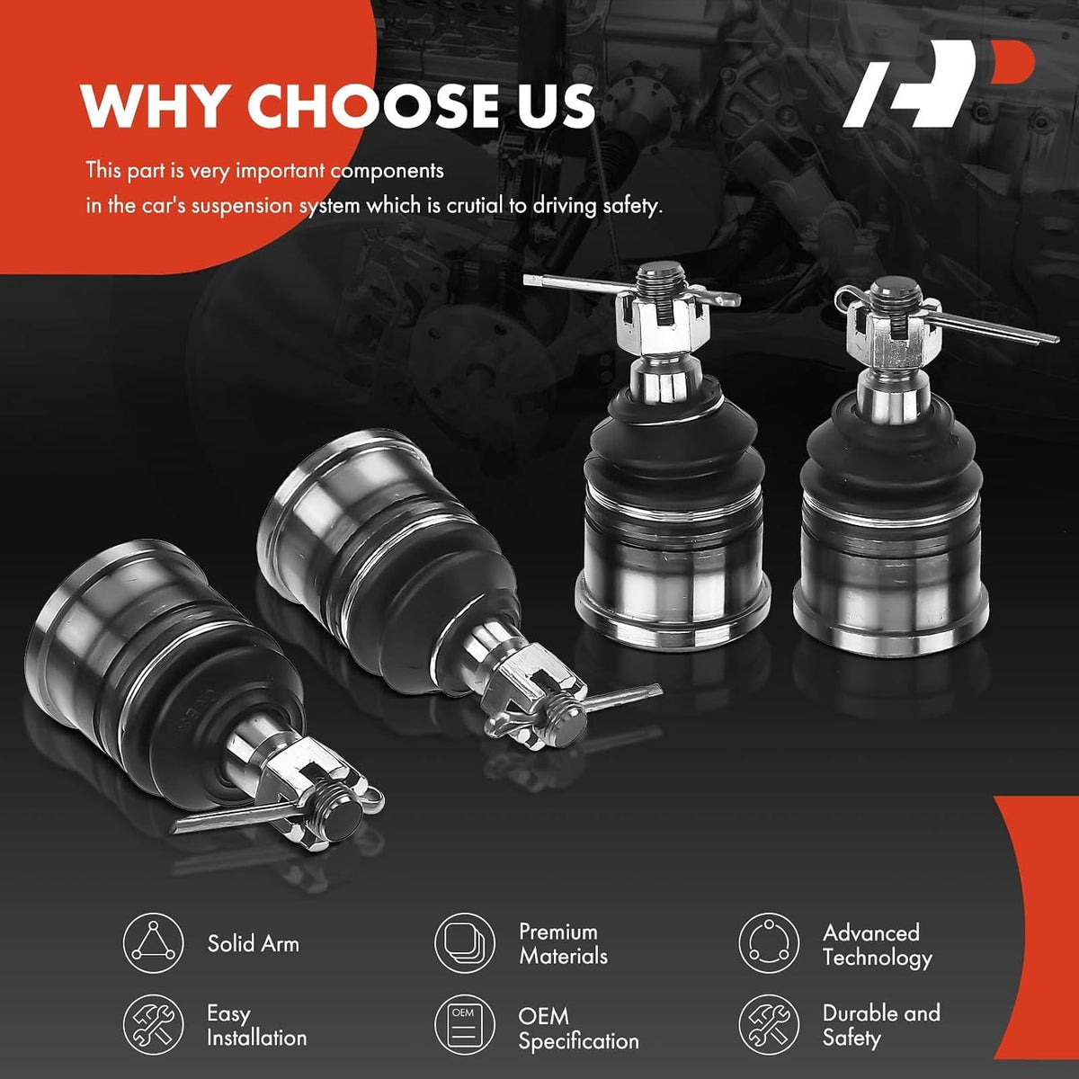 A-Premium Front Upper & Lower Ball Joint Kit - Forge Steel
