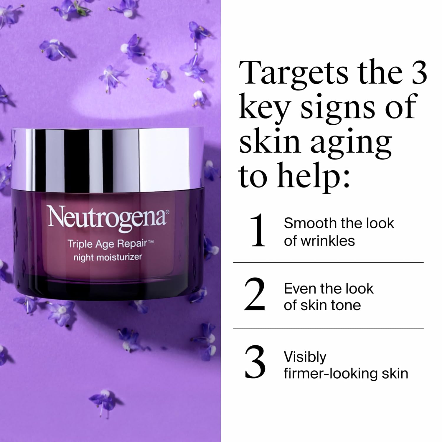 Triple Age Repair Night Face Moisturizer, 1.7 oz | Hexinol Technology & Vitamin C, Anti-Wrinkle Face Cream, Visibly