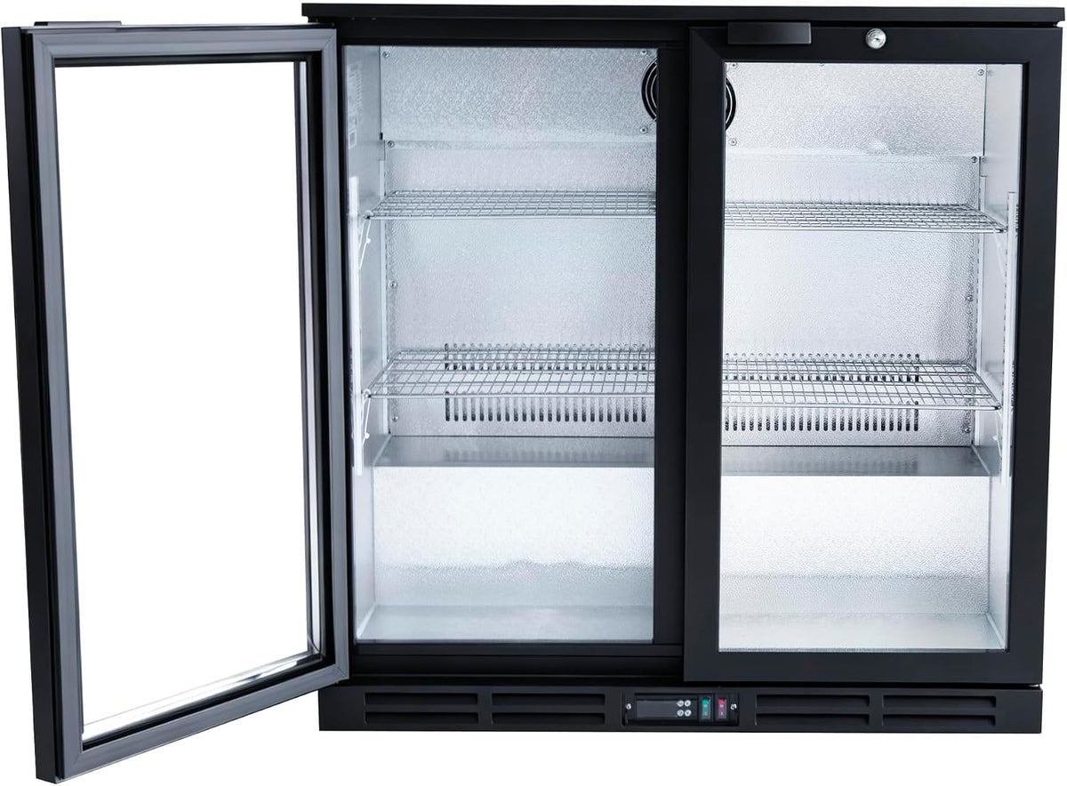 Hakka 7.3 Cu.Ft Back Bar Cooler - 2 Glass Doors Beverage Refrigerator